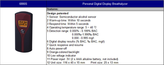 Tester dell'alcool del Breathalyzer dell'affissione a cristalli liquidi di alta precisione con i boccagli
